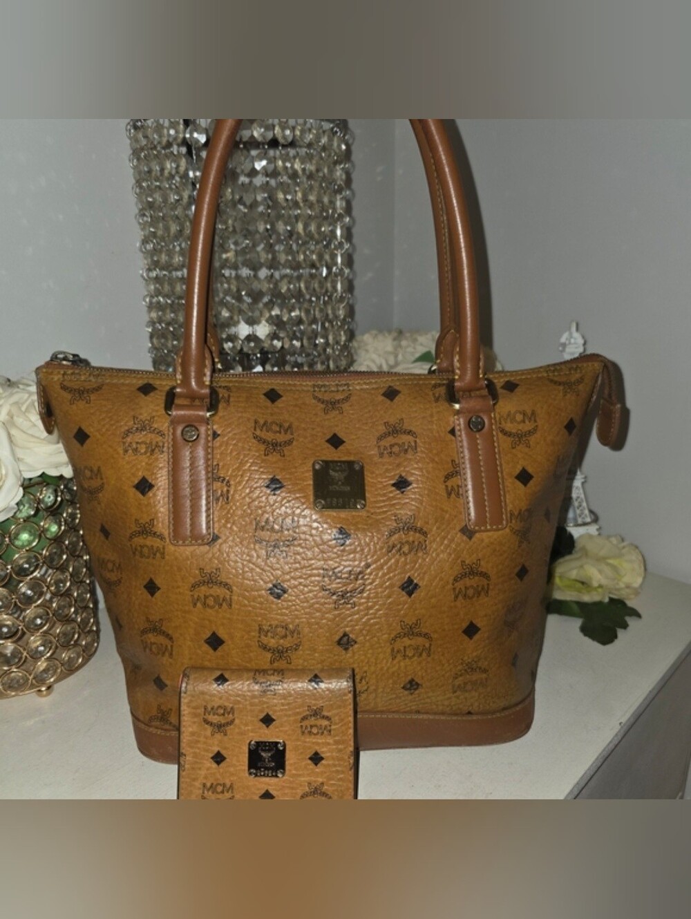 MCM Brown Leather Tote Bag Price Is For Bag Only Wallet Is Sold
